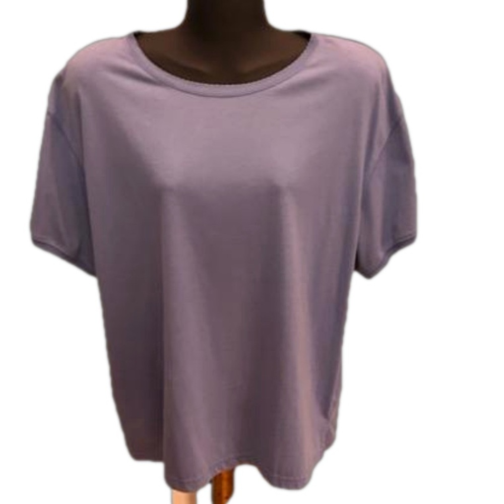 NWOT 20W Extra Elements light purple round neck short sleeve pull over shirt